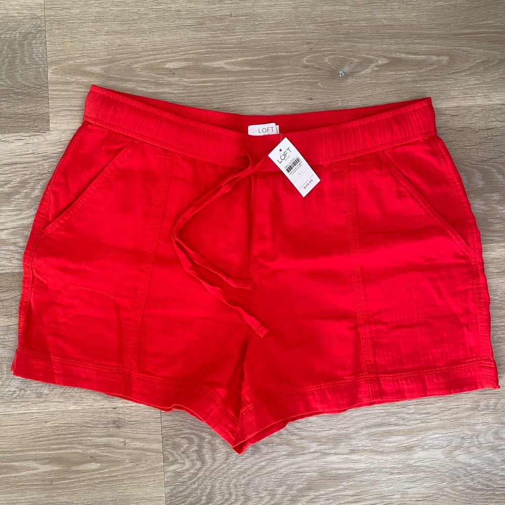 LOFT Women's Linen Shorts | Red | Large